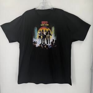 KISS Love Gun T Shirt Black Graphic Band Tee 2017 3XL No Tag